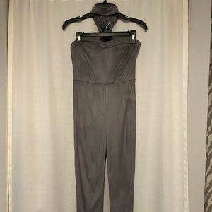 Fashion Nova Grey Suede Jumpsuit